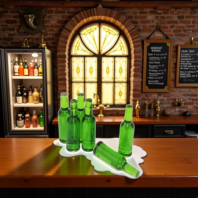 6Pcs Mini Beer Drinks Miniature Dollhouse Beer Glass Model Doll Drinks Kitchen Wine Bottles Toy Accessories,Dollhouse Miniature Beer Bottle Dining Drinks Doll House Decorations, Green