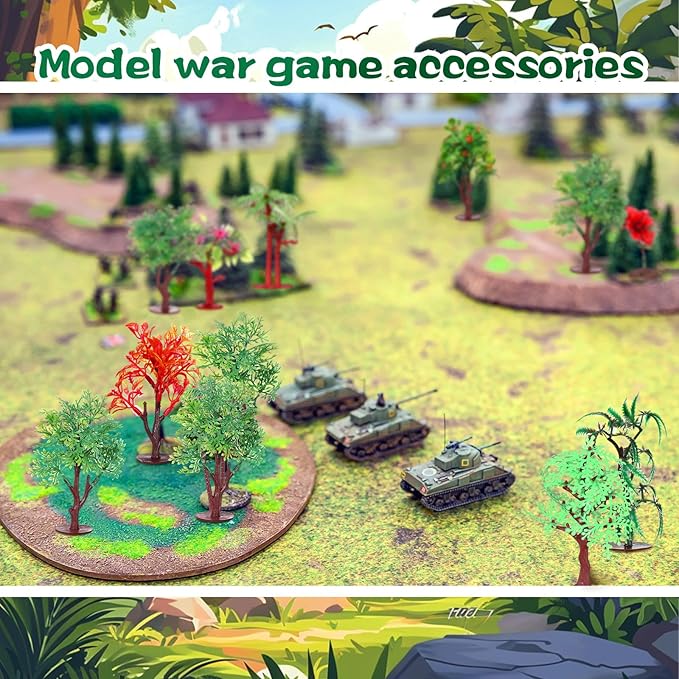 Tigeen 28 Pcs Model Trees Mixed Model with 1.4 Ounce Faux Green Moss Decor Tree Train Scenery Architecture for DIY Crafts, Building, Scenery Landscape(Mixed Trees)