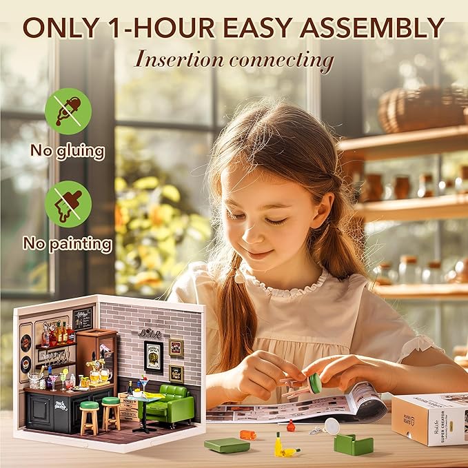 Wowood Super Creator-Mini Blocks Model Building Set for Adults, Miniature Plastic House Kit Super Store-Building Blocks Toys for Teens 8-12, DIY Crafts/Hobbies for Teens&Adults (Leisurely Cheers Bar)