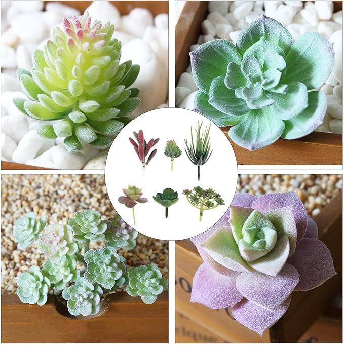 IMIKEYA 6pcs Simulated Succulents Artificial Plants for Outdoors Mini Fake Plants House Decorations for Home Decorative Faux Succulent unpotted Succulents Plants Fake Cactus Cacti Plants