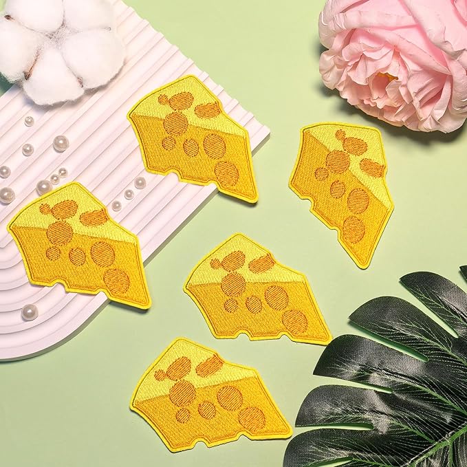 10 Pieces Yellow Cheese Embroidered Iron on Applique Cartoon Sew on Patch for Clothes Dress Jackets Caps DIY Embroidery Repair Patches Sewing Craft Decoration