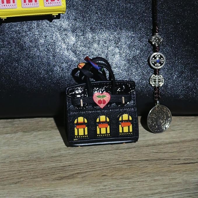 Buyborgood 2 PCS Women Mini Backpack Keychain Accessories Key Pouch Holder Coin Purse Bag Charm Wallet (Black + Yellow)