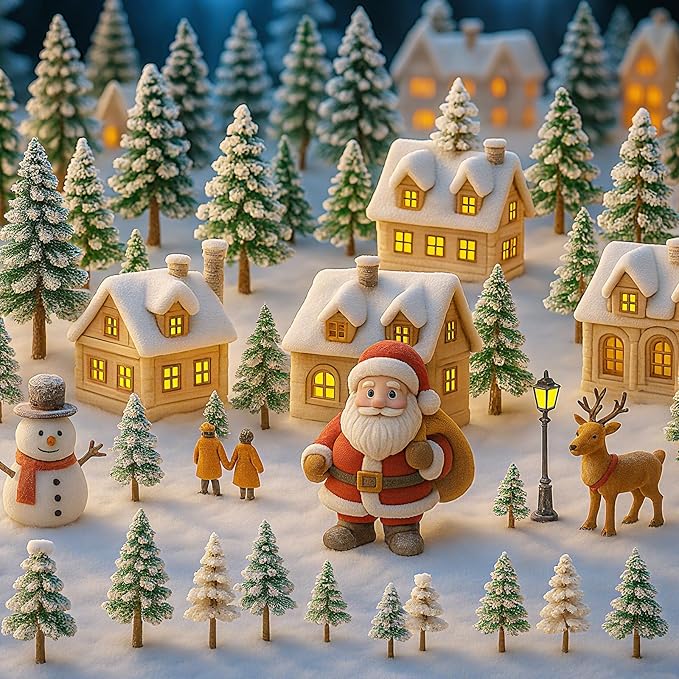 Skylety 35 Pieces Model Trees 1.2-6.3 Inch Mixed Miniature Trees Diorama Supplies Fake Plants Train Scenery Landscape Christmas Village Architecture DIY Crafts(Dark Green, Green, White,Snowy Cedar)