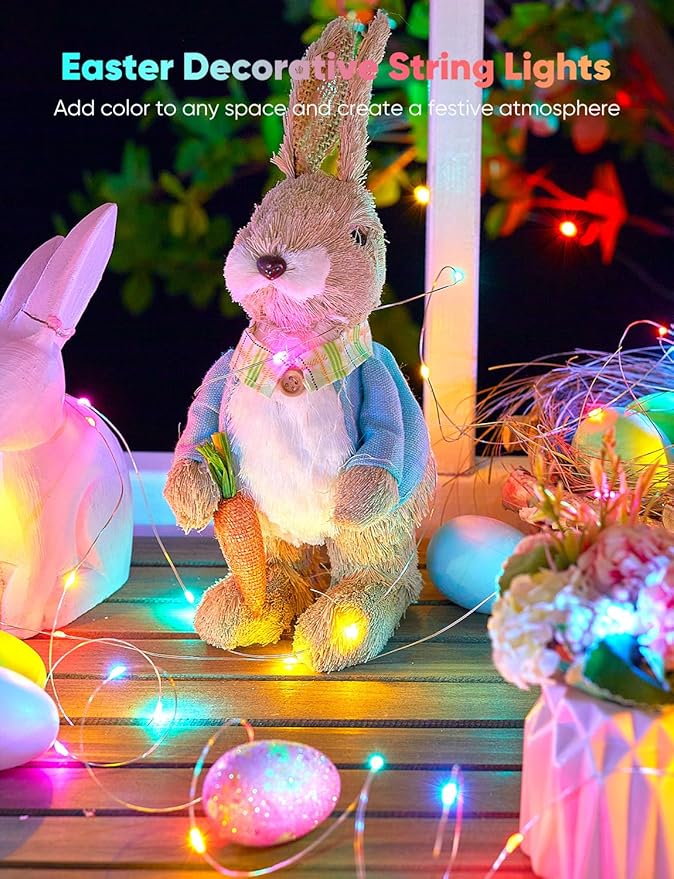 Minetom 12 Pack Pastel Christmas Lights, Easter Decor 7ft 20 LED Fairy Lights Battery Operated String Lights, Easter Decorations for Home, 8 Modes Timer Waterproof Silver Wire Twinkle Lights