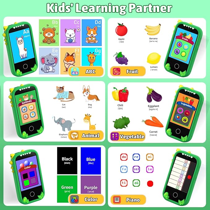 BEBESIRI Kids Camera Mini Smartphone Toy for Girls, 2.8" Touch Screen, 22 Learning Games, Dual Camera, Music Player, 32GB Card | Educational Gift for Christmas & Birthday (Mint Green)