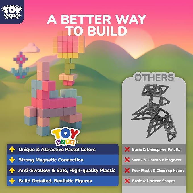 TOY Life 104 Pcs Magnetic Blocks for Kids Ages 3-5, Magnet Building Blocks for Toddlers, Magnetic Blocks for Kids Ages 4-8 Girls & Boys, Educational Learning Building Toys for Age 3 4 5 6 7 8-12