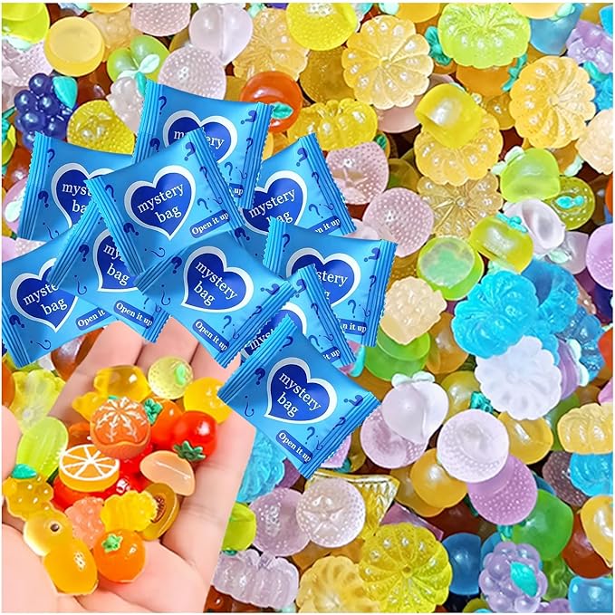 Mini Glow In The Dark Fruit Resin Models, Cute Mini Food Mystery Bags, Individually Wrapped Blind Bag Toys with Tiny Fruits, Fun Collectible Blind Bags for Girls DIY Crafts & Play (200, Fruit)