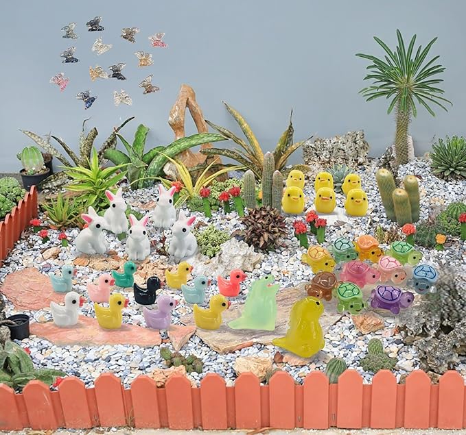 90 Pcs Mini Resin Animals Figurines Tiny Resin Ducks for Mystery Blind Bag, Fairy Garden, Miniature Accessories, Crafts, and Decor