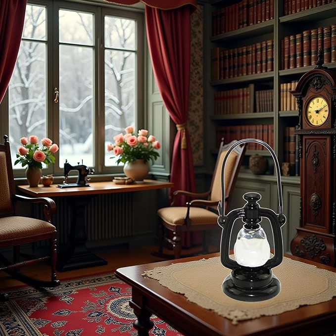 Black Decoration Accessories, 1:12 Dollhouse Miniature Scene Model Hurricane Lantern Play, Accessories (23 x 43 mm),Decorations,This Product is not Suitable for Children Under 12