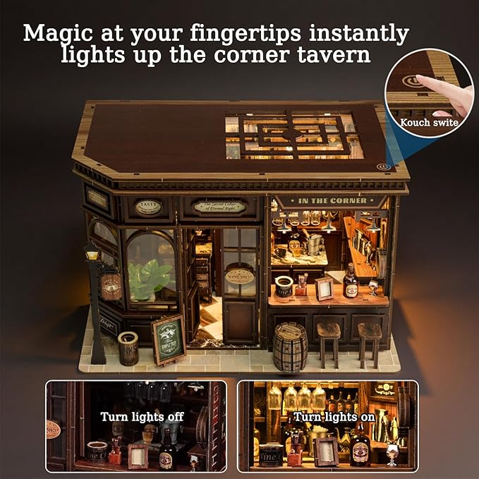 Book Nooks for Adults, DIY Miniature Dollhouse Book Nook Kit, Model Kits Craft Kits for Adults, 3D Wooden Puzzle Book Nook Craft Bookshelf Decor, Adult Craft Kits Gift with Led Light