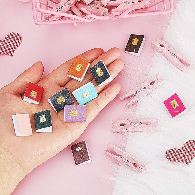 12 Pieces 1:12 Scale Miniatures Dollhouse Books Assorted Miniatures Dollhouse Mini Books Decoration Accessories Doll Toy Supplies(Assorted Style)