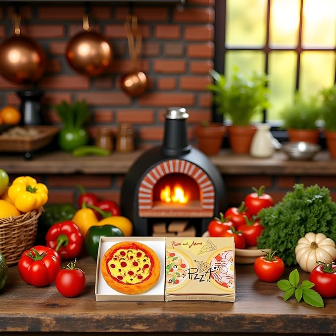 Miniature Pizza Box Set, 1:6 1:12 Dollhouse Food Model Set Doll House Furniture Supplies，Dollhouse DIY Accessories，Dollhouse Furniture Shooting Props