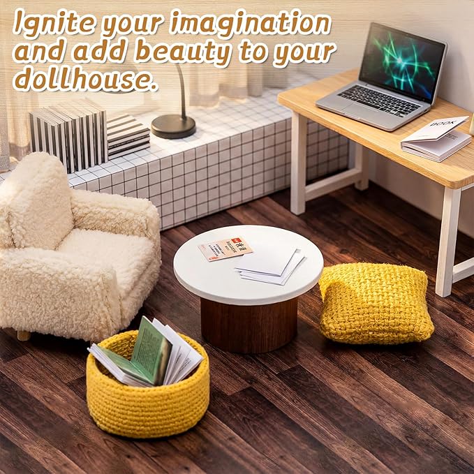Flutesan 3 Pcs Miniature Dollhouse Wallpaper and Flooring Peel and Stick 1:12 Scale Self Adhesive Doll House Wallpaper DIY Mini Dollhouse Accessories 8.27 x 11.69 Inch (Wood Color)