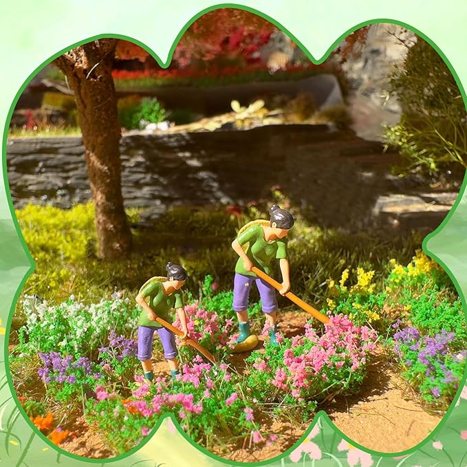 Warmtree Hand Torn Model Grass Tufts Flower Cluster for Miniature Scenery Applicable for N & HO Scale for Train Layouts, Diorama Supplies, and Architectural Models (White)