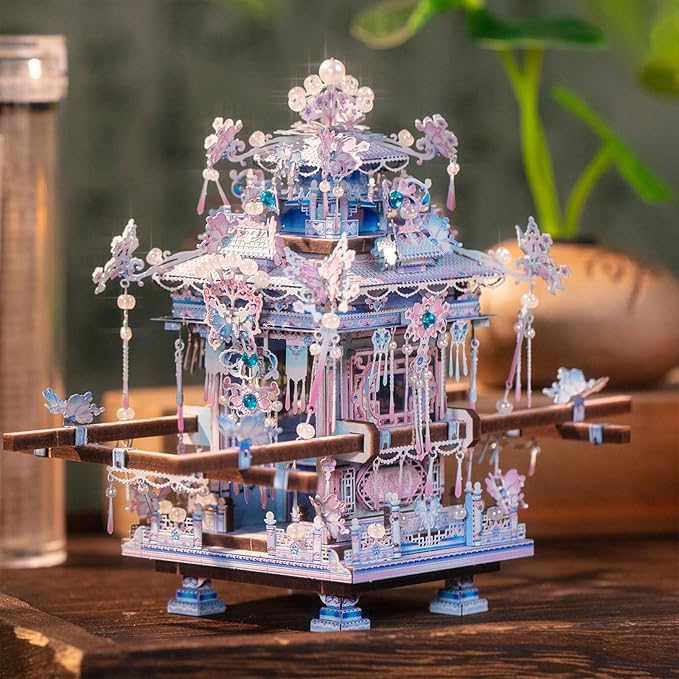 MU 3D Metal Puzzle Chinese Sedan Fridge Magnetic Models Kits Building 3D Wooden Puzzles, Chinese Wedding Gift DIY Craft Work Miniature Building, Birthday Gifts Home Desk Decor