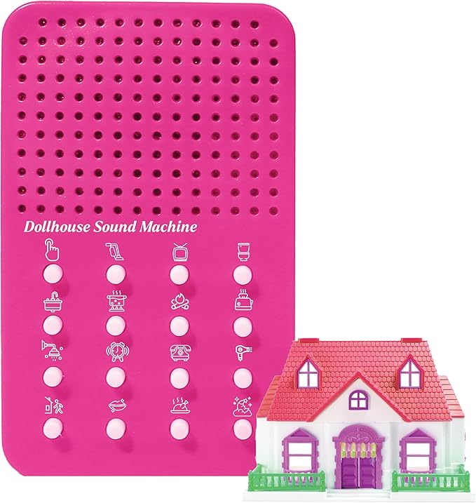 Dollhouse Noisemaker with 16 Sounds and Phrases, Great for Minis, Dolls and Miniatures, Portable Electronic Sound Maker Doll House Themed Sound Board for Kids, Birthday Noise Maker Toy Effects Gift
