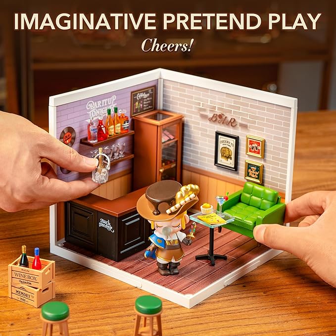 Wowood Super Creator-Mini Blocks Model Building Set for Adults, Miniature Plastic House Kit Super Store-Building Blocks Toys for Teens 8-12, DIY Crafts/Hobbies for Teens&Adults (Leisurely Cheers Bar)