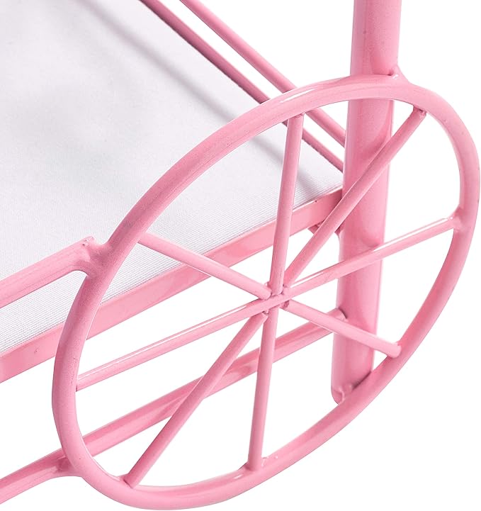Badger Basket Elegant Royal Carriage Bed for 18-Inch Dolls with Canopy, Bedding, and LED Lights - Pink and White Stars