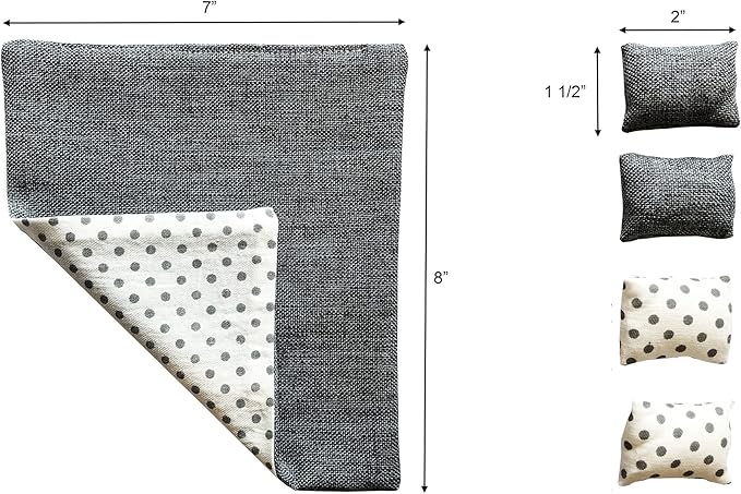 Dollhouse Furniture mini Bed Set, Realistic Bedroom Accessories for 6 inch Dolls, Decorative Grey Bedspread & Pillows, White Wooden Frame, 1/12 Scale