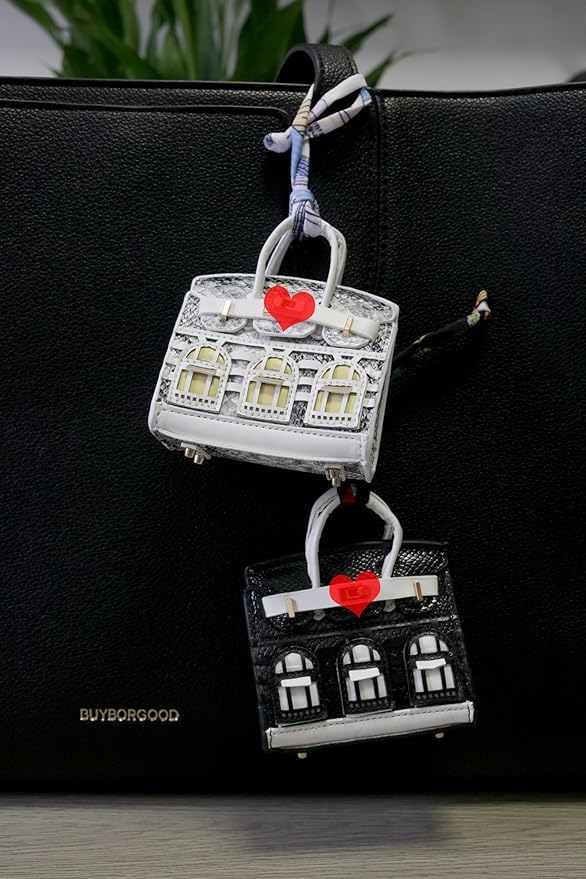 Buyborgood 2 PCS Women Mini Backpack Keychain Accessories Key Pouch Holder Coin Purse Bag Charm Wallet (Black2 + Silvery)