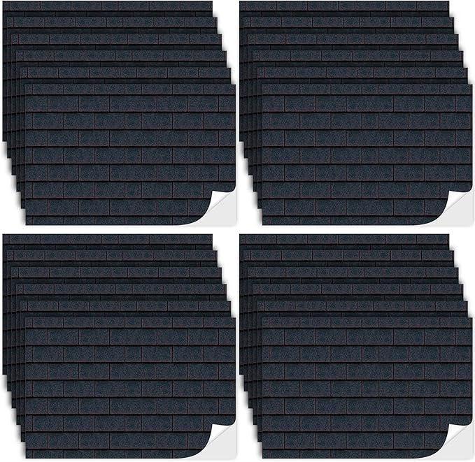 Flutesan 24 Pcs Miniature Dollhouse Wallpaper and Flooring Peel and Stick Mini DIY Self Adhesive Dollhouse Accessories 8.27 x 11.69 Inch (Roof Shingles Black Rectangular)