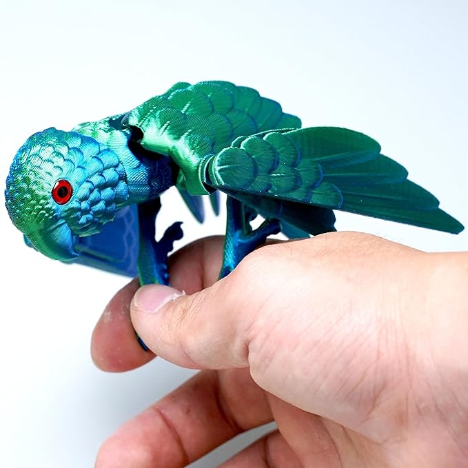 3D Printed Flexible Parrot Model,Bird with Wing,Movable Joints,Home Office Decor,Interesting Toys for Autism/ADHD,Festival Gifts toco,Fidget Toys, Executive Desk Animals Toy (Colorful 3)