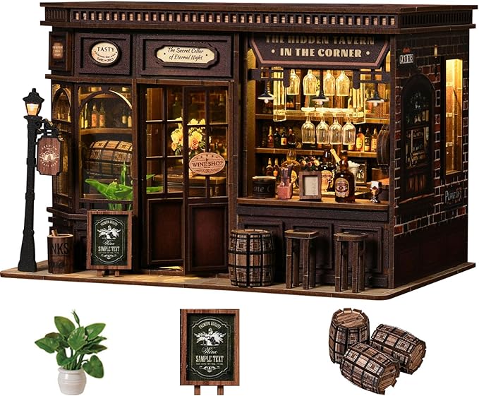 Book Nook Kit，DIY Miniature Dollhouse Kit for Adults and Teens，3D Wooden Tiny House for Family and Friends，Bookshelf Decor in Halloween/Christmas（Book Store） (Cafe Shop)