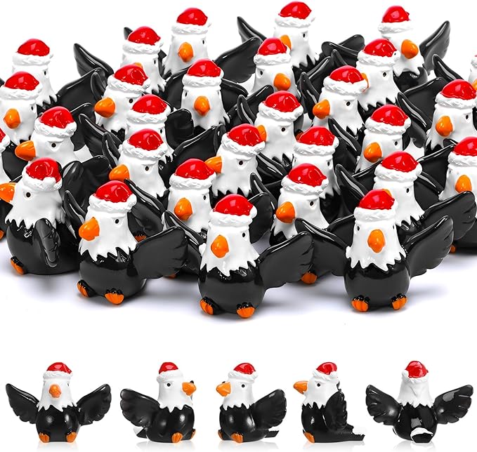 30 Pcs Christmas Mini Resin Bald Eagle, Miniature Patriotic Bald Eagle Bird Figurines, Bald Eagle Garden Statue, Christmas Xmas Ornaments for Landscape Dollhouse Garden