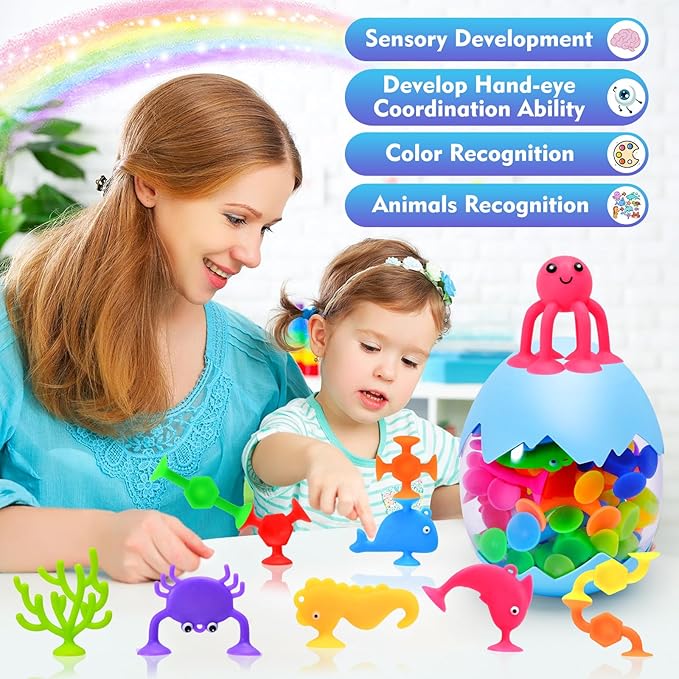 Bath Toys - 27 PCS Suction Cup Toys Bathtub Toy Shower Toy for Kids Ages 4-8,Sensory Toys for 3 4 5 6 7 Year Old Boys Girls,Mold Free Bath Toy Travel Toy Easter Gifts