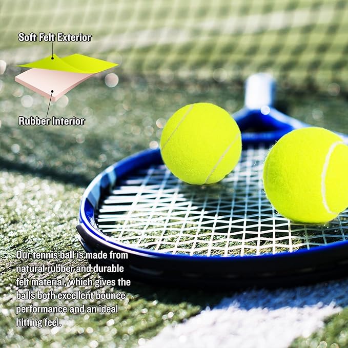 MRYCZ FYRHD 60 Pack Tennis Balls, Training Tennis Balls, Pet Dog Playing Balls, Practice Tennis Balls with Mesh Bag for Transport and Beginner Training