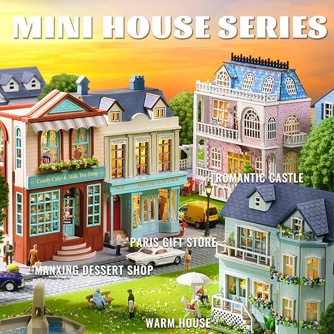 Kisoy Romantic and Cute Dollhouse Miniature DIY House Kit Creative Room Perfect DIY Gift for Friends, Lovers and Families (Warm House)