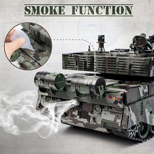 1:18 RC Tank, 2.4Ghz Chinese 99 Main Remote Control Battle Tank, 15 Channel RC Vehicle Army Toy with Smoke, Light and Sound, Military Truck for Adults and Kids