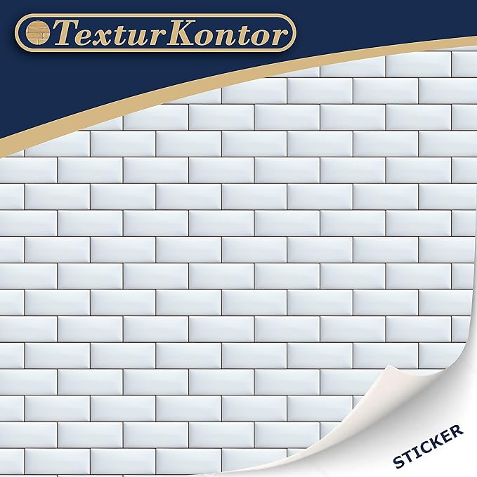 3 Sheets Self-Adhesive Wall Tiles - Bathroom & Kitchen Metro Tiles for Dollhouses (1:12 Scale) - Glazed White