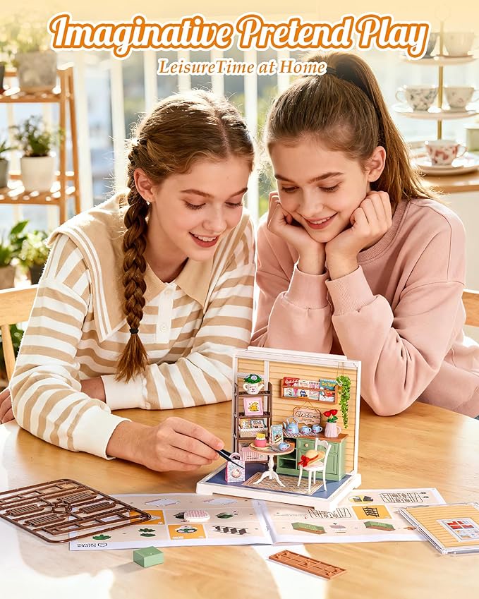 ROBOTIME Super Creator Kits, Plastic Mini House, Expandable Plastic Craf, DIY Miniature House Kit, Tiny Garden Making Kit Model Craft Hobby Unique Gift (Sunshine Sip Porch)