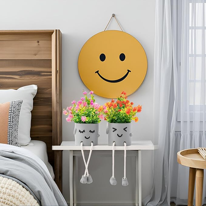 skycoo 2 Packs Cute Fake Plants, Kawaii Artificial Potted Plants for Table Desk Home Bedroom Bathroom Office Shelf Office Wall Room Farmhouse Decor Artificial Plants B2