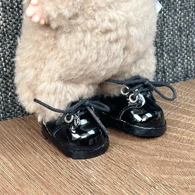 Compatible with Labubu Doll Shoes for 17cm Doll,Shoes Used for Labubu Accessories(P-Black)