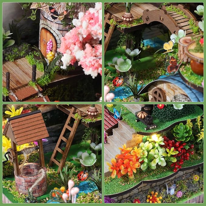 DIY Miniature House Kit, Dollhouse Kit with Music and LED Light, Mini House Building Kits for for Adult to Building, Christmas Home Decorations Gifts for Family and Friends, Whisperwood