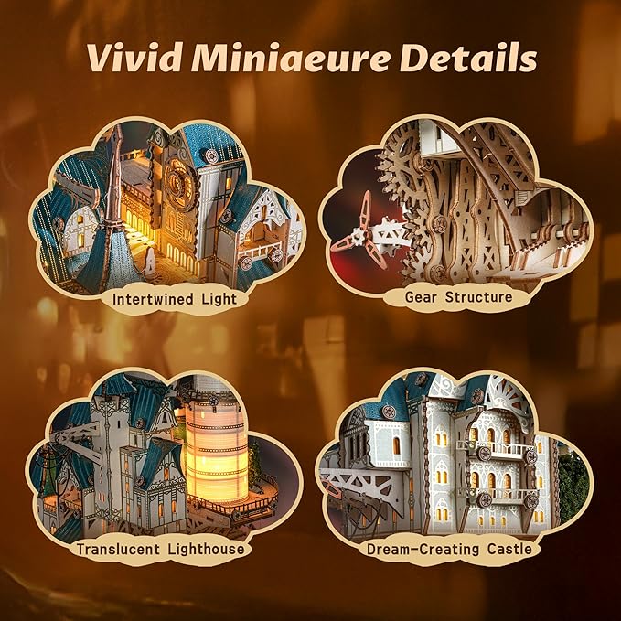 3D Wooden Puzzle Steam Castle Model – Steampunk Baroque Floating Castle DIY Building Kit