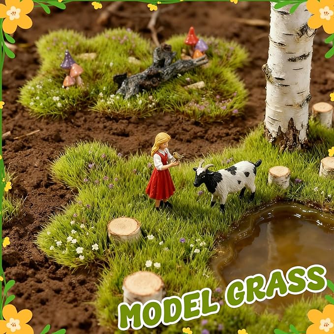 Warmtree 1 Box Static Grass Bushy Tufts Lowland Shrubs Scenery DIY Miniature 3D Tree Branches and Mushroom for Train Landscape Scenery Military Layout Model War Gaming Terrain (Spring Green)