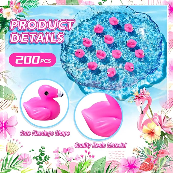 100Pcs Mini Resin Flamingo Ducks, Flamingo Tiny Figurines for Cake Topper Garden Dollhouse Landscape Aquarium Ornaments DIY Crafts