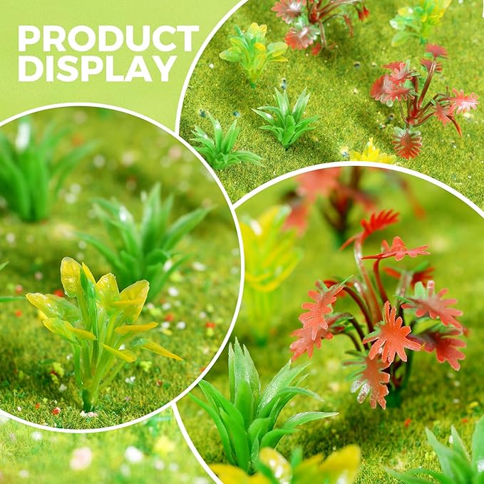 Yetaha 90Pcs Mixed Shrubs Bush Models, Miniature Colorful Model Plants for Train Railways Scenery, Architecture Landscape Sand Military Layout, Red Yellow Green
