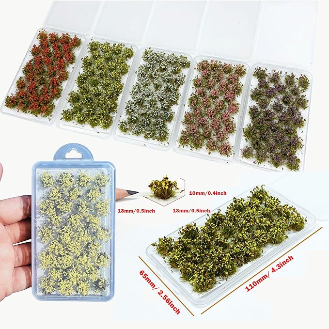 Woohome 32 PCS Static Grass Model Grass Railway Artificial Grass Yellow Bushy Tuft Flower Cluster Vegetation Groups for DIY Architecture Building Model Train Landscape Railroad Scenery