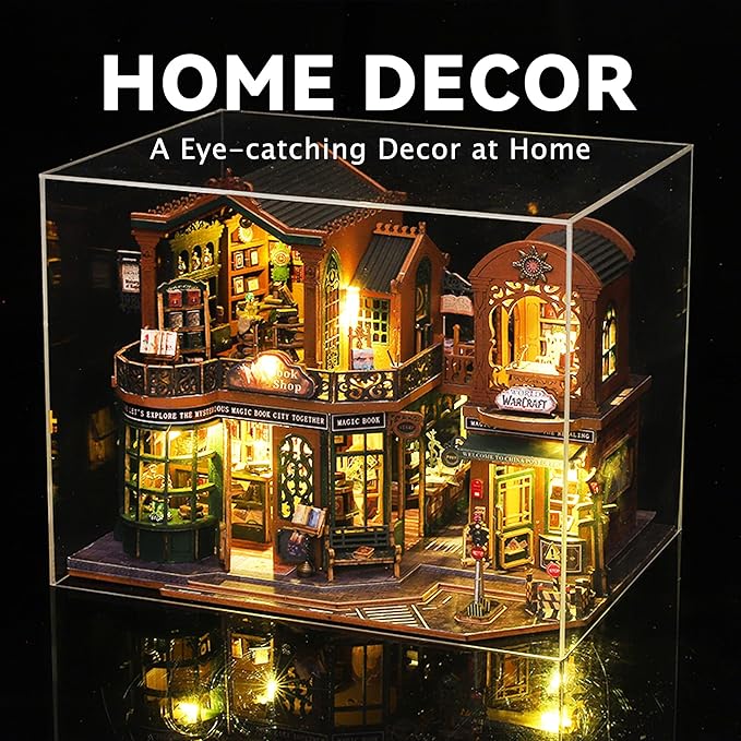Flever Dollhouse Miniature DIY House Kit Creative Room with Furniture and Glass Cover for Romantic Artwork Gift (Twilight Bookmall)
