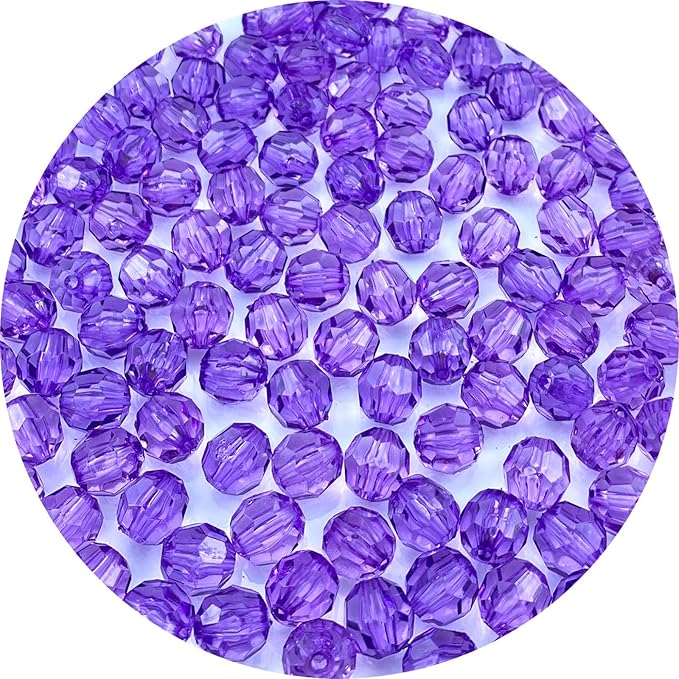 Jmassyang 1000 Pieces 6mm Acrylic Round Faceted Beads Loose Crystal Plastic Spacer Beads Colorful with Hole for Jewelry Making DIY Bracelet Necklace Earring Keychain(Purple)