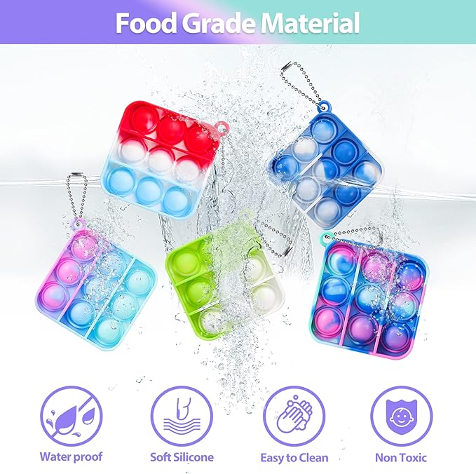 Pop Fidget Toys Bulk Its Party Favors for Kids 4-8 8-12 30 Pack Mini Pop Keychain It Valentines Day Gifts for Kids Small Fidgets for Classroom Prizes Student Gifts Birthday Goodie Bag Stuffers Fillers