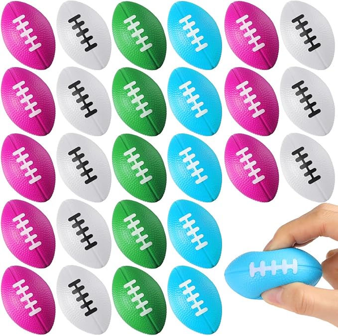 Blulu 30 Pack Mini Footballs Foam Stress Ball Bulk 2.17" for Kids Adult School Party Favor Gift Small Sports Valentines Ball Toy for First Year Down Birthday Party Homecoming Game Goodie Bag Stuffer