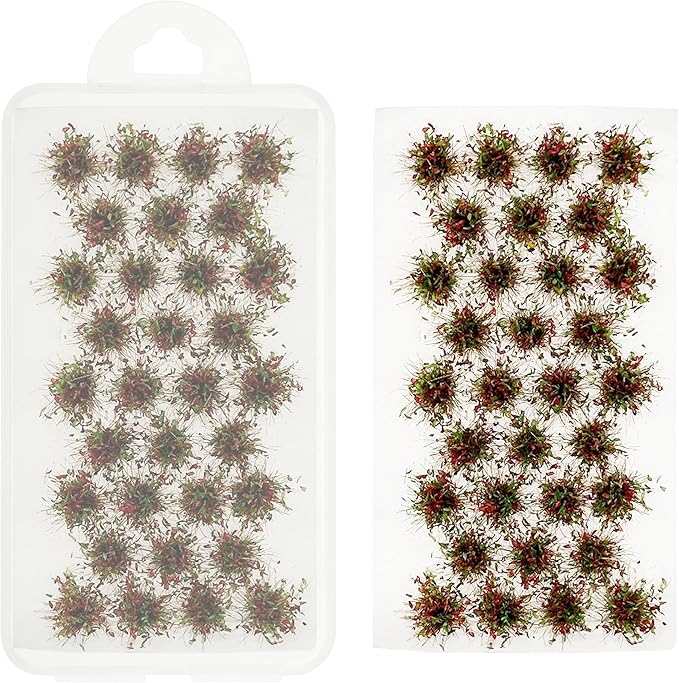Woohome Static Grass Tufts Flower Cluster Vegetation Groups Miniature Flower Clusters for Terrain Railway Scenery Table Landscape, Red and Green