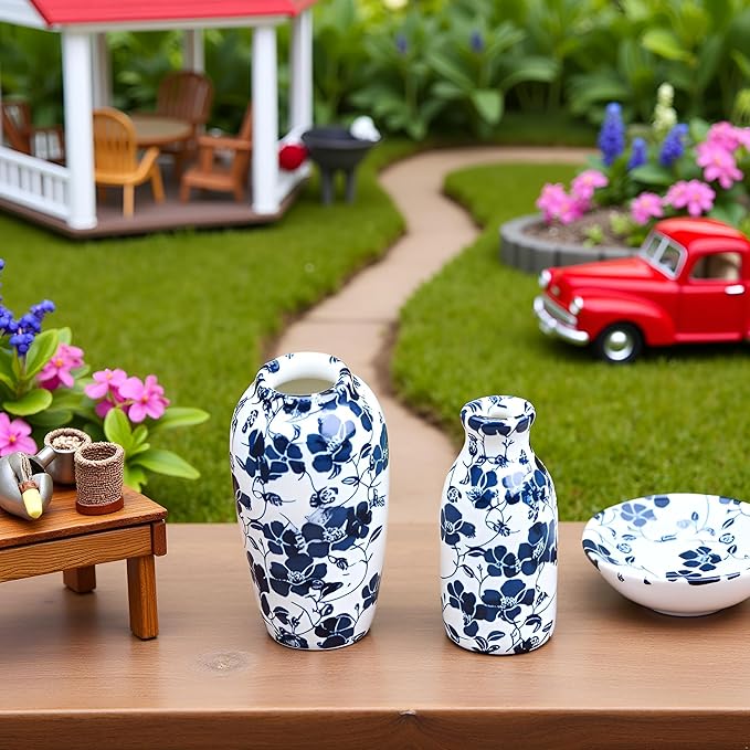 7Pcs 1/12 Miniature Vases Dollhouse Decoration Accessories, DIY Micro Landscaping Decor
