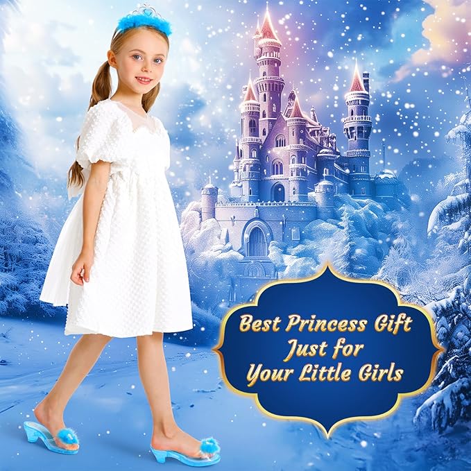 Princess Dress Up Shoes Set, Girls Role Play Dress Up Toys,Toddler Pretend Play Crown Kit Gift Set for Little Girls Aged 3-6 Years Old
