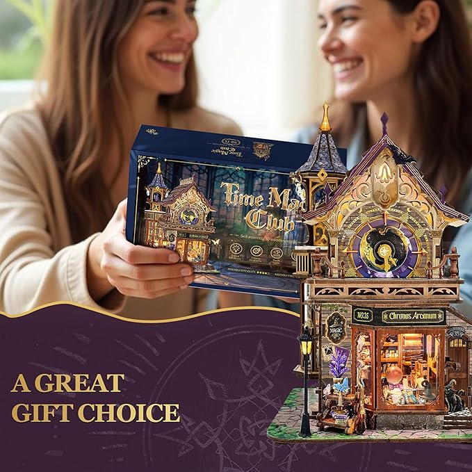 DIY Miniature House Kit, Book Nook Mini House Bookshelf Decor 3D Wooden Puzzle for Adults, Birthday Gift for Family, Friends - Time Magic Club